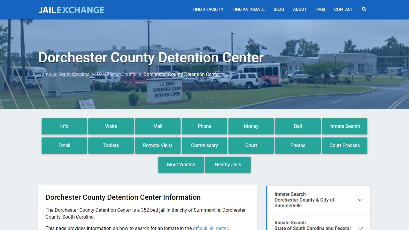 Dorchester County Detention Center, SC Inmate Search, Information